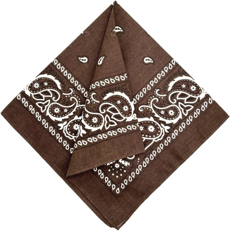 MD Style 100% Cotton Bandana for Men & Women 22" x 22" Paisley Pattern Handkerchief Headband Scarf - Image 2